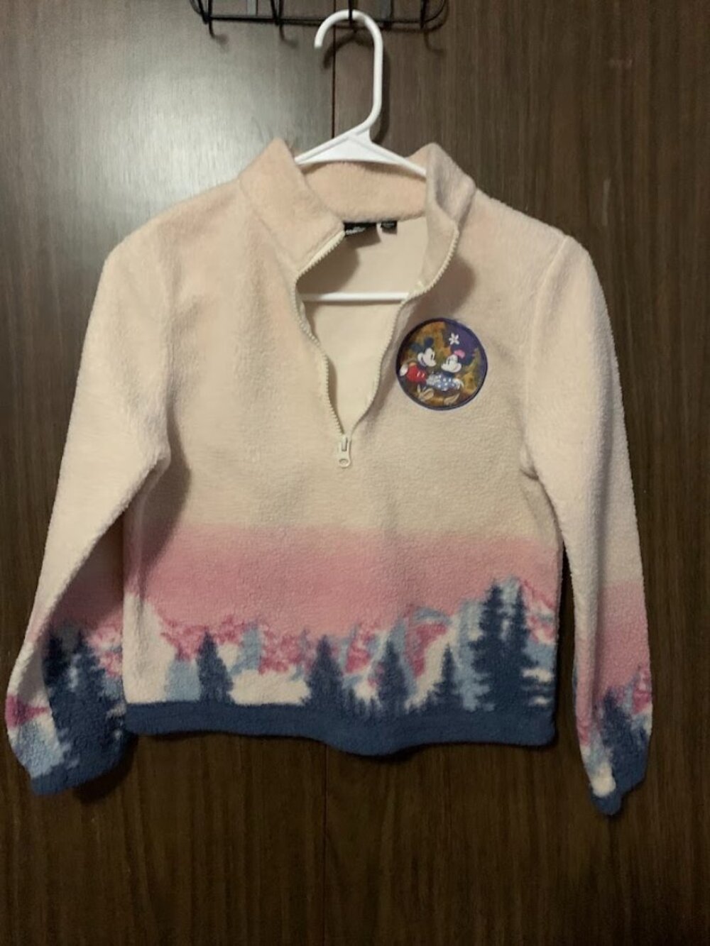Disney Mickey and Minnie Mouse Girls Scenic Mountain Fleece Pullover SZ LG 10/12